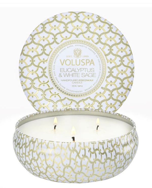 Voluspa candles - Eucalyptus and White Sage Collection - Jilly's Socks 'n Such