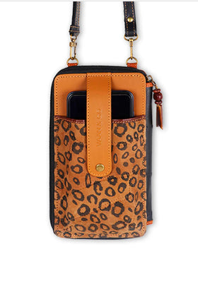 Cheetah Cellphone Crossbody Wallet by Vaan & Co