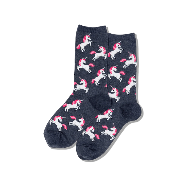 Women’s Unicorns Socks - Denim Blue - Jilly's Socks 'n Such