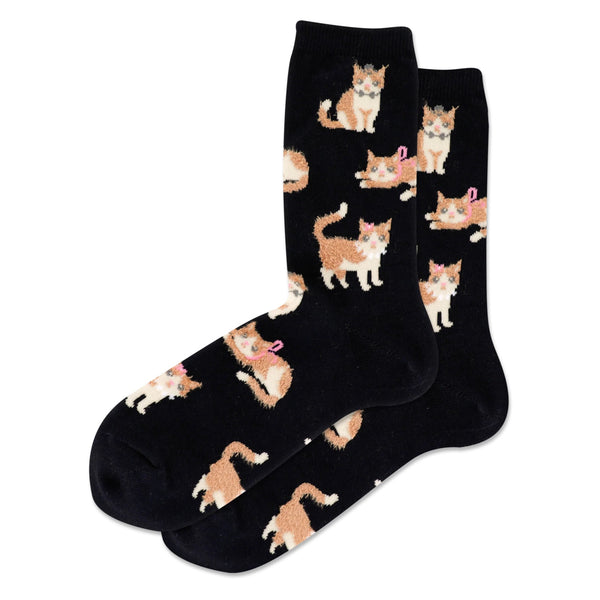 Women’s Fuzzy Orange Cat Socks - Black - Jilly's Socks 'n Such