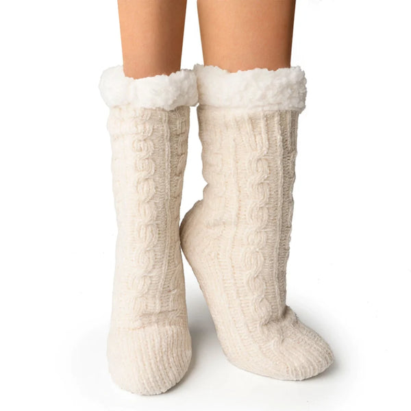 Britt’s Knits Sherpa Slipper Socks - Oat - Jilly's Socks 'n Such