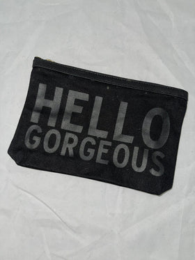 “Hello Gorgeous” Black Canvas Pouch