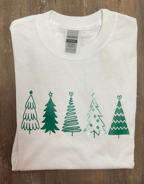 Contemporary Christmas Trees - Long sleeve white t-shirts - Jilly's Socks 'n Such