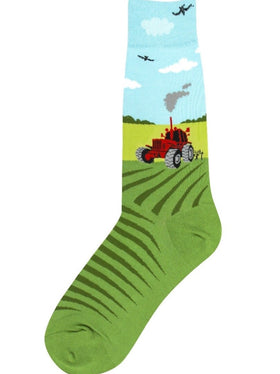 Mens Red Farm Tractor Socks by Foot Traffic
