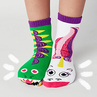 Pals Mismatched Kid’s Grip Socks - Dragon & Unicorn - Jilly's Socks 'n Such