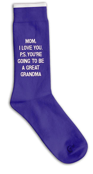 “P.S You’re going to be a great Grandma” Socks - One Size - Jilly's Socks 'n Such