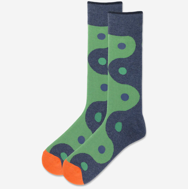 Men’s Yin Yang Socks - Green/Denim Blue - Jilly's Socks 'n Such