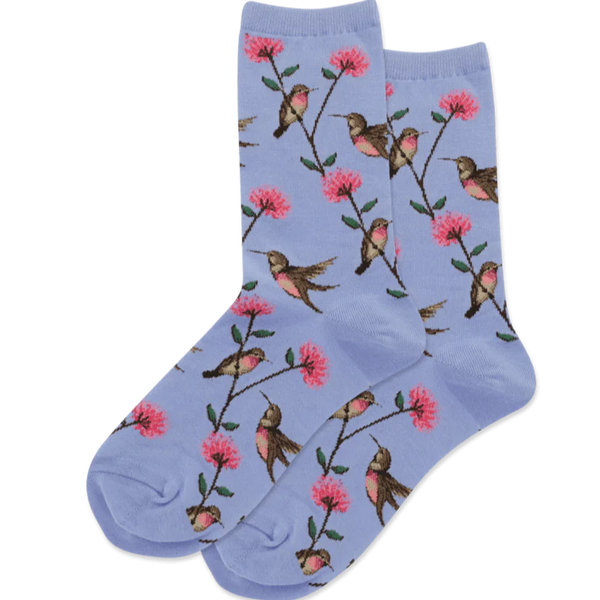 Women’ Hummingbirds and Pink Flowers Socks - Jilly's Socks 'n Such