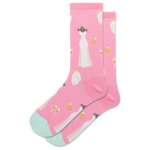 Women’s Pink Bridal Socks - Jilly's Socks 'n Such