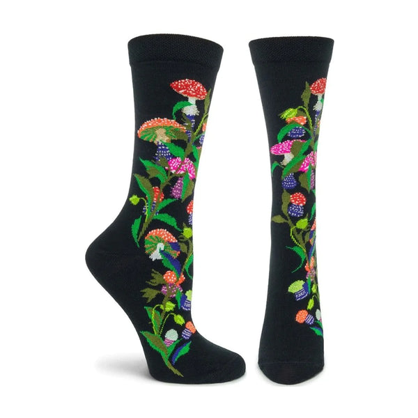 Women’s “Amanita Muscaria” Socks - Black - Jilly's Socks 'n Such