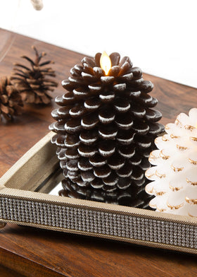 Brown Pine Cone - Realistic Flame Candle