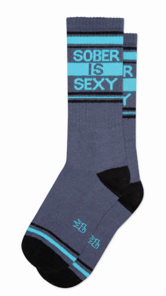 SOBER IS SEXY gym crew sock - Jilly's Socks 'n Such